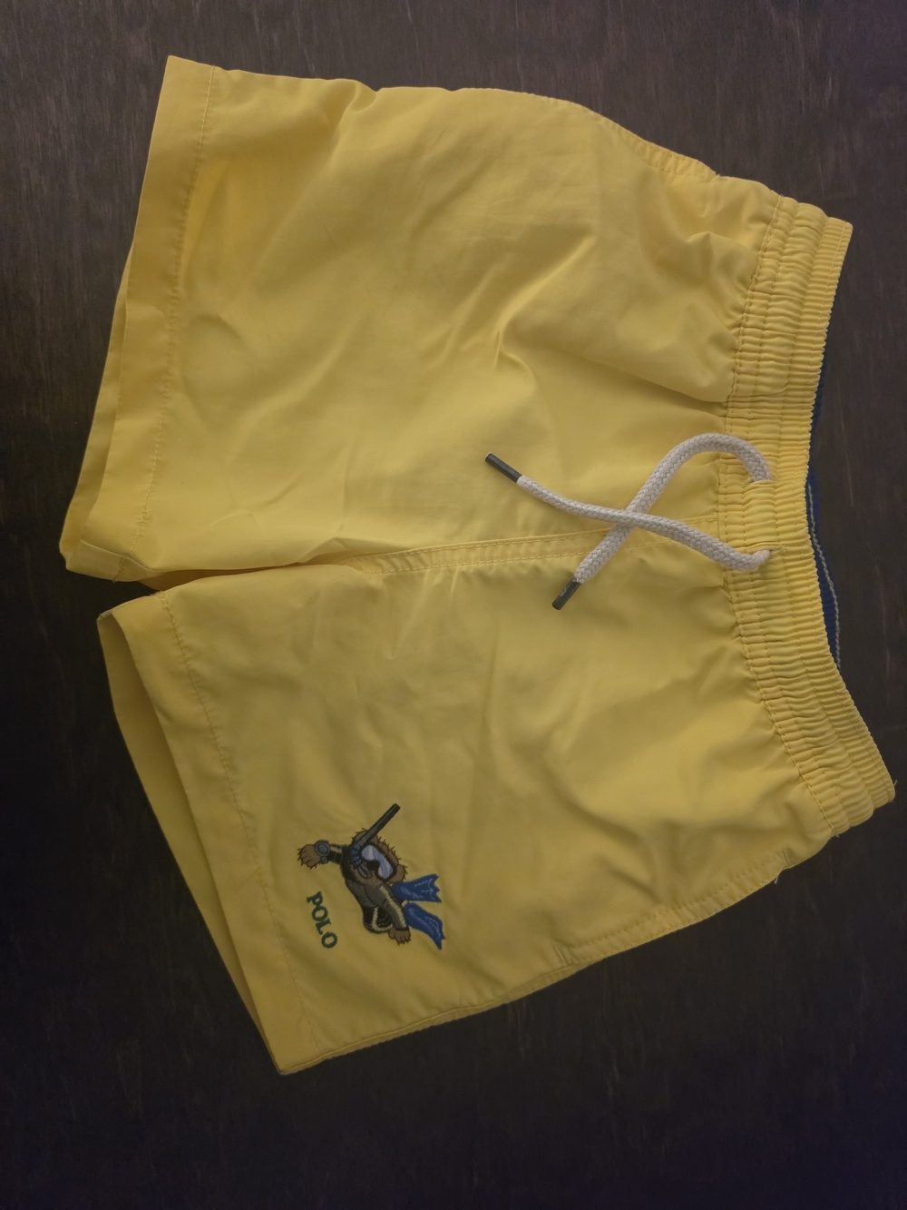 Polo by Ralph Lauren Yellow Kids Swim Trunks with Embroidered Polo Player